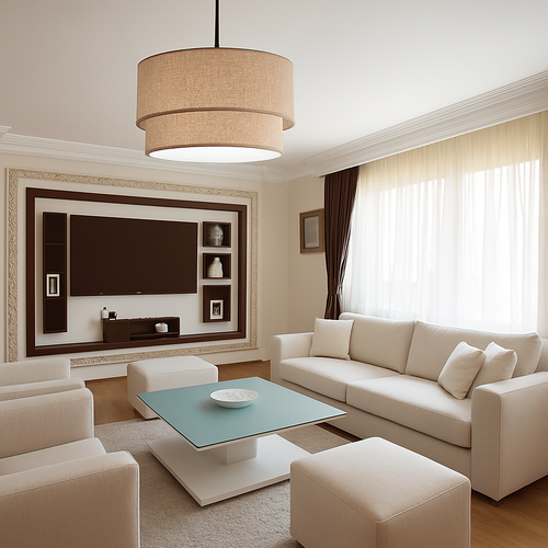 Suspension LED cylindrique en tissu Foyer - vue 4 sur 7