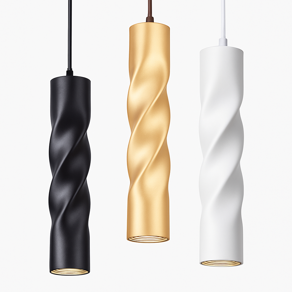 Suspension LED design cylindrique en spirale Pipe