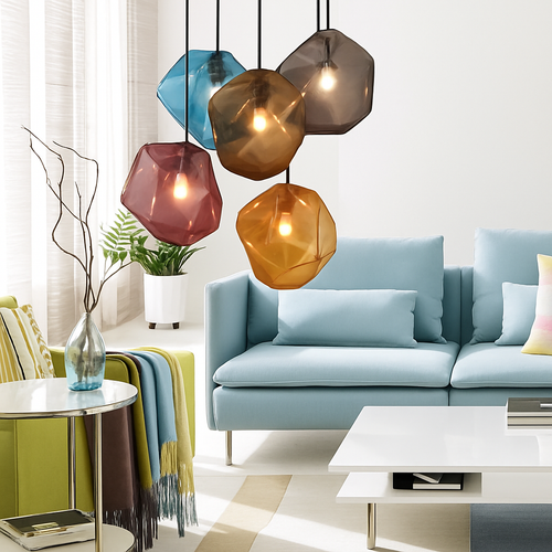 Suspension LED design en verre de couleur Stone - vue 2 sur 5