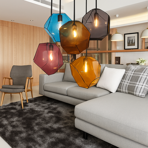 Suspension LED design en verre de couleur Stone - vue 5 sur 5