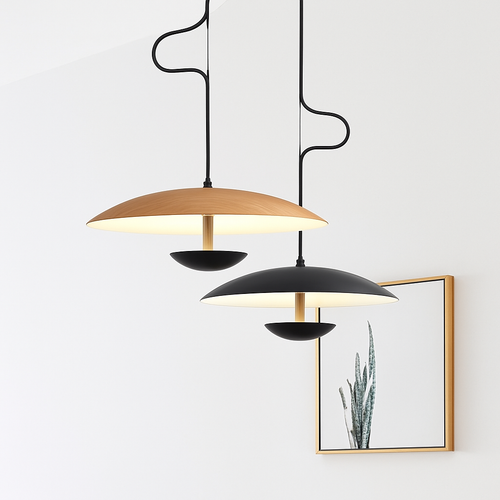 suspension led design nordique grain de bois luminaire suspendu décoratif - vue 2 sur 7