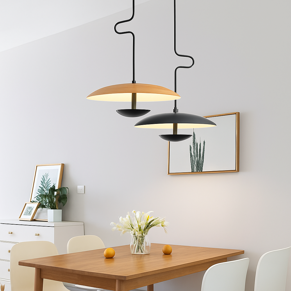 suspension led design nordique grain de bois luminaire suspendu décoratif - vue 3 sur 7
