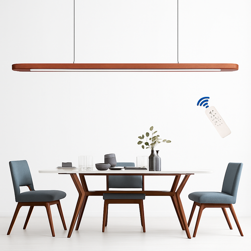 Suspension LED en bois au design nordique moderne ovale à longue bande - vue 2 sur 10