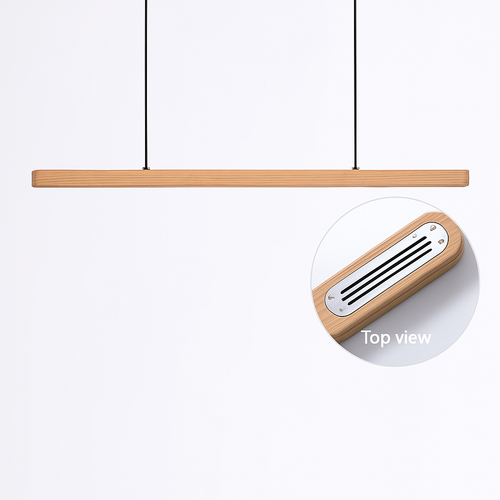 Suspension LED en bois au design nordique moderne ovale à longue bande - vue 4 sur 10