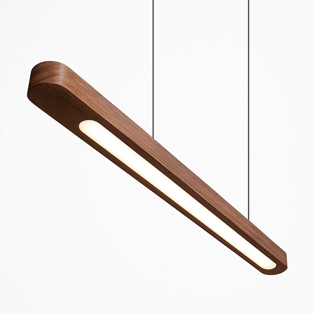 Suspension LED en bois au design nordique moderne ovale à longue bande - vue 6 sur 10