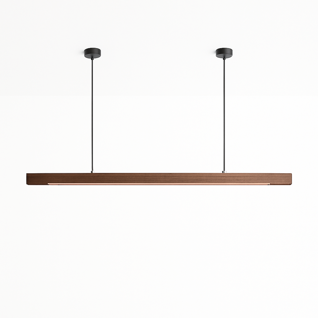 Suspension LED en bois au design nordique moderne ovale à longue bande - vue 8 sur 10