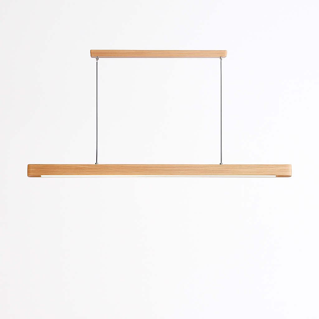 Suspension LED en bois au design nordique moderne ovale à longue bande - vue 9 sur 10