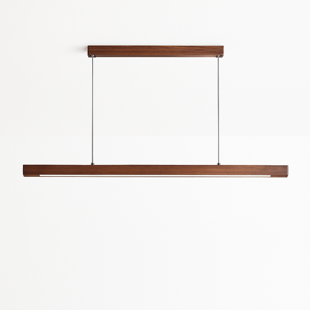 Suspension LED en bois au design nordique moderne ovale à longue bande - vue 10 sur 10