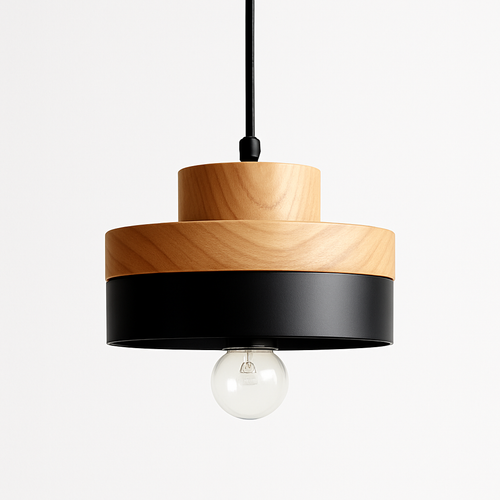 Suspension LED en bois (carré ou rond) - vue 5 sur 8