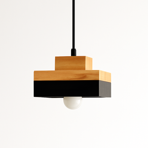 Suspension LED en bois (carré ou rond) - vue 6 sur 8