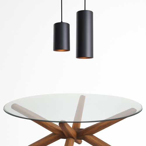 Suspension LED en forme de cylindre noir Vintage - vue 5 sur 6