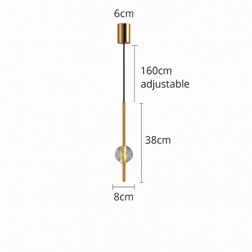 suspension LED en laiton design moderne avec cordon réglable en verre de cristal - vue 14 sur 17