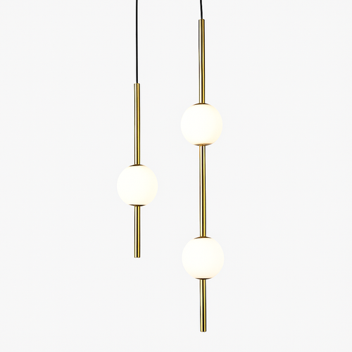 suspension LED en laiton design moderne avec cordon réglable en verre de cristal - vue 2 sur 17