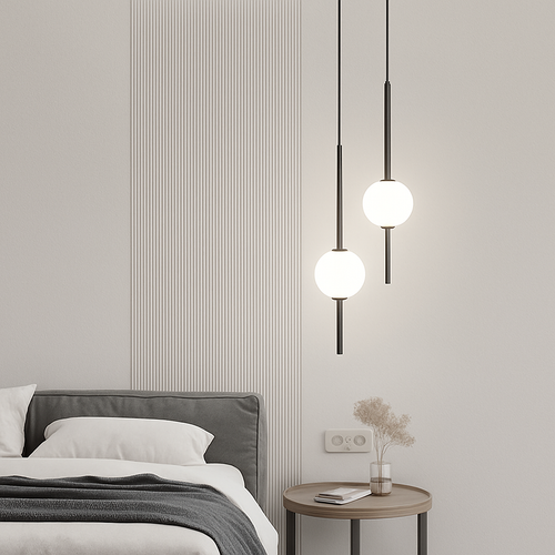suspension LED en laiton design moderne avec cordon réglable en verre de cristal - vue 5 sur 17