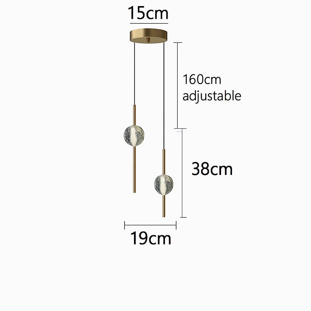 suspension LED en laiton design moderne avec cordon réglable en verre de cristal - vue 8 sur 17
