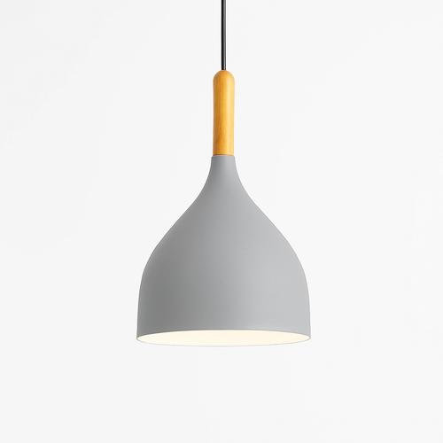 Suspension LED en métal coloré et baton en bois Nordic - vue 17 sur 29