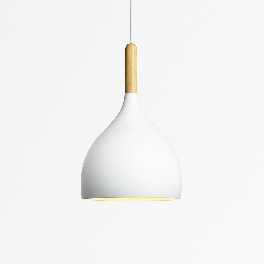 Suspension LED en métal coloré et baton en bois Nordic - vue 28 sur 29