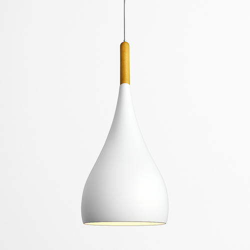 Suspension LED en métal coloré et baton en bois Nordic - vue 7 sur 29