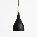 Suspension LED en métal coloré et baton en bois Nordic