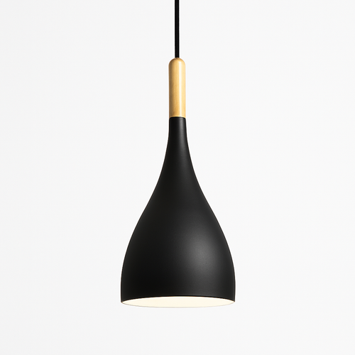 Suspension LED en métal coloré et baton en bois Nordic - vue 9 sur 29