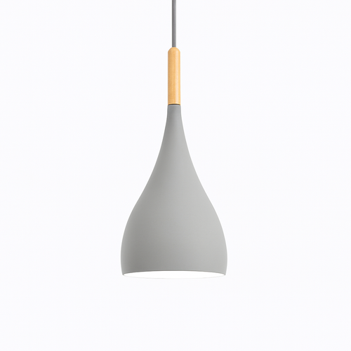 Suspension LED en métal coloré et baton en bois Nordic - vue 10 sur 29