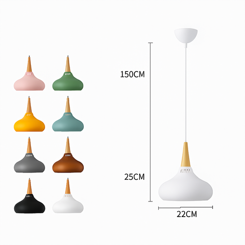 Suspension LED en métal et tige en bois Loft - vue 14 sur 13