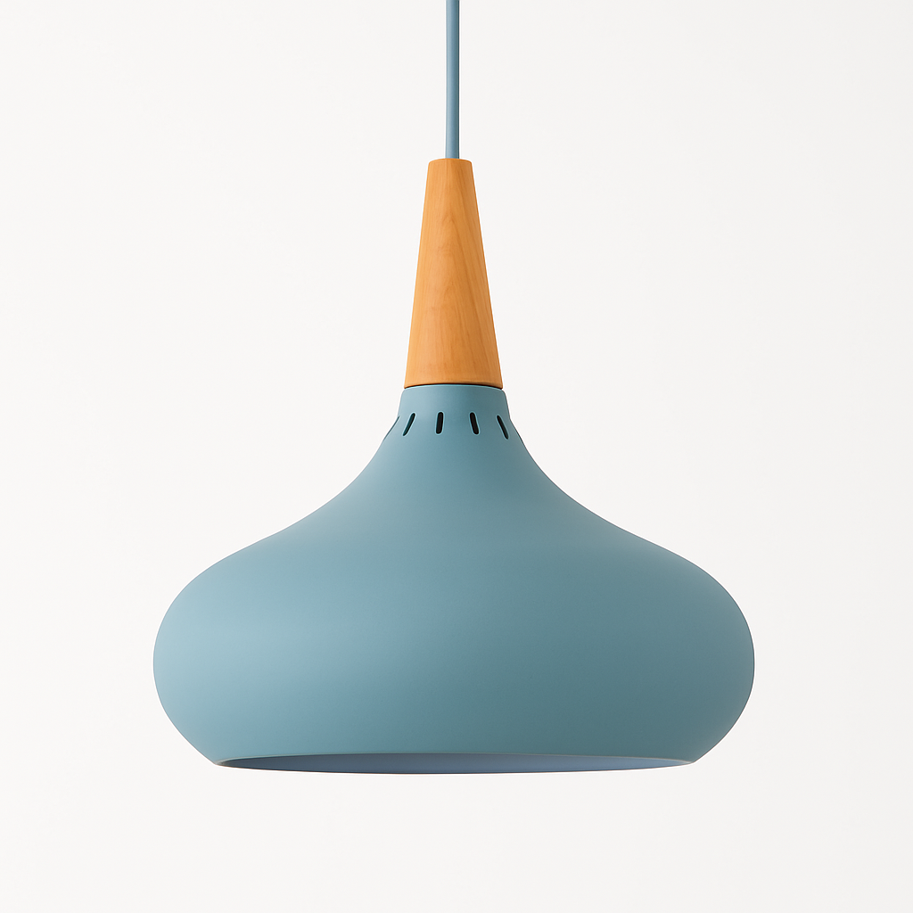 Suspension LED en métal et tige en bois Loft - vue 5 sur 13