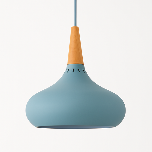 Suspension LED en métal et tige en bois Loft - vue 6 sur 13