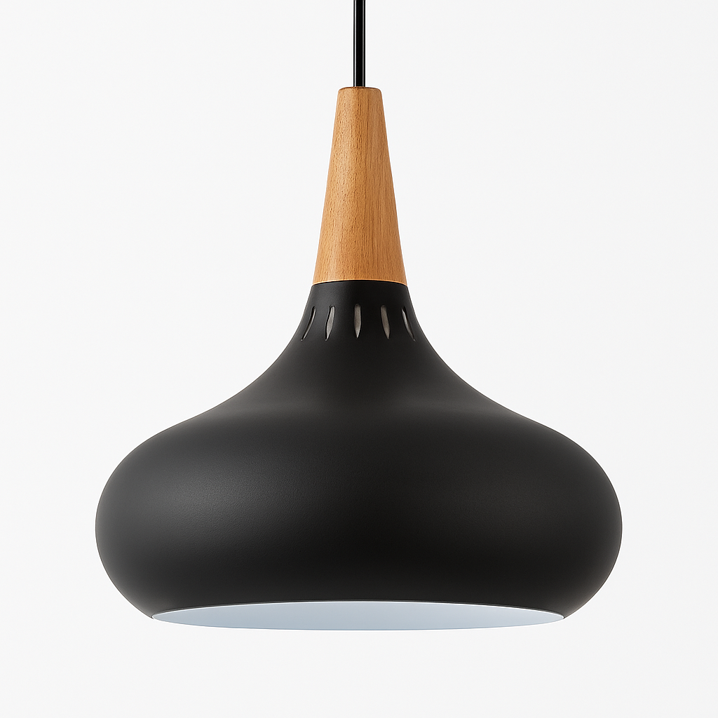 Suspension LED en métal et tige en bois Loft - vue 7 sur 13