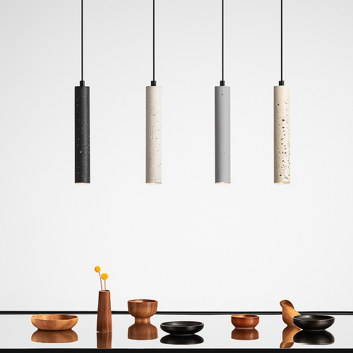 suspension led en pierre de ciment style industriel - vue 3 sur 14