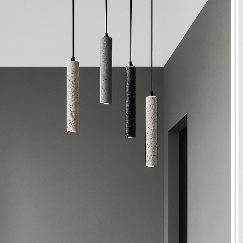 suspension led en pierre de ciment style industriel - vue 5 sur 14
