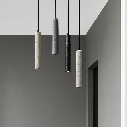 suspension led en pierre de ciment style industriel - vue 6 sur 14