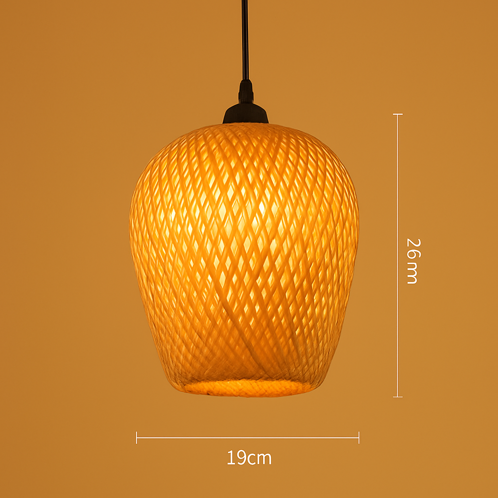 Suspension LED en rotin fait à la main rond chapeau de paille en bambou pastorale Vintage - vue 12 sur 17