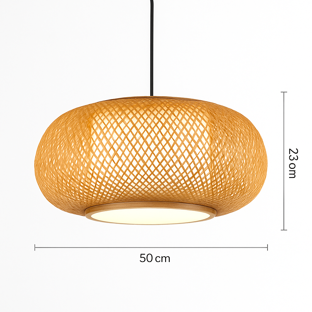 Suspension LED en rotin fait à la main rond chapeau de paille en bambou pastorale Vintage - vue 15 sur 17