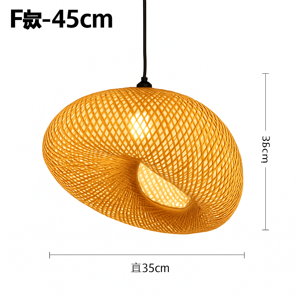 Suspension LED en rotin fait à la main rond chapeau de paille en bambou pastorale Vintage - vue 16 sur 17