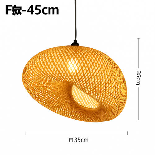 Suspension LED en rotin fait à la main rond chapeau de paille en bambou pastorale Vintage - vue 17 sur 17