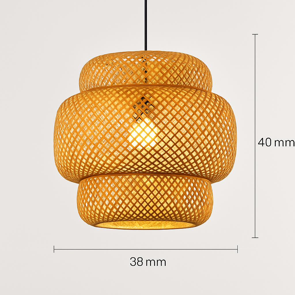Suspension LED en rotin fait à la main rond chapeau de paille en bambou pastorale Vintage - vue 17 sur 17