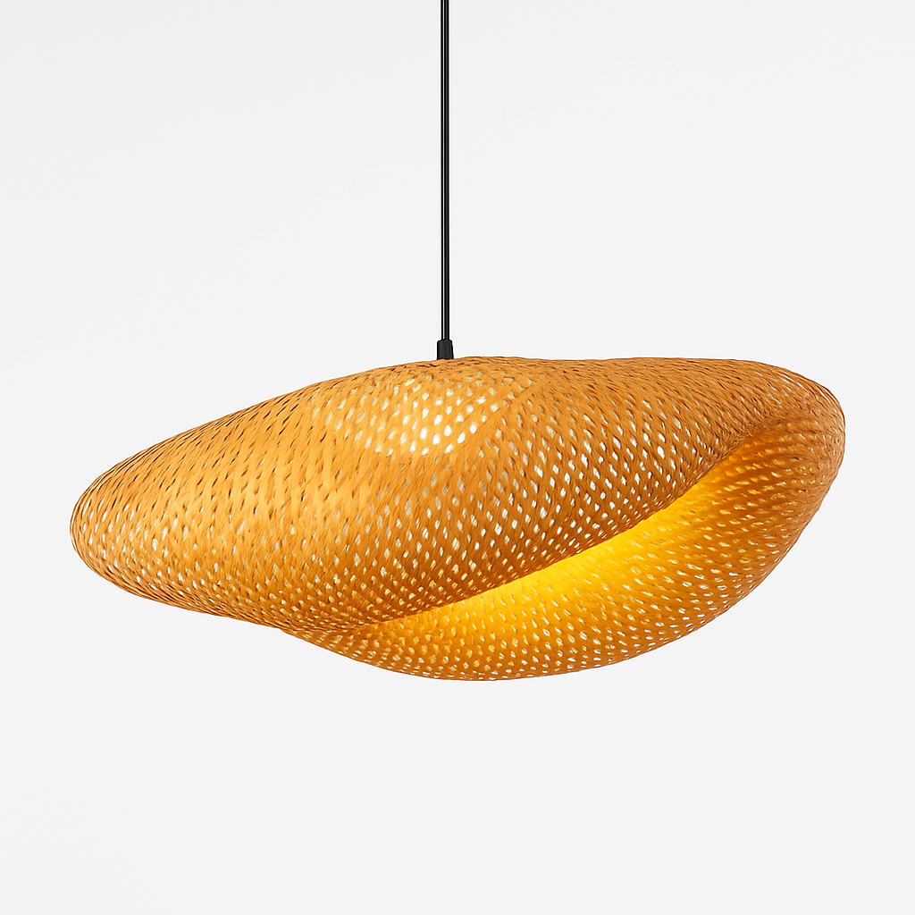 Suspension LED en rotin fait à la main rond chapeau de paille en bambou pastorale Vintage - vue 8 sur 17