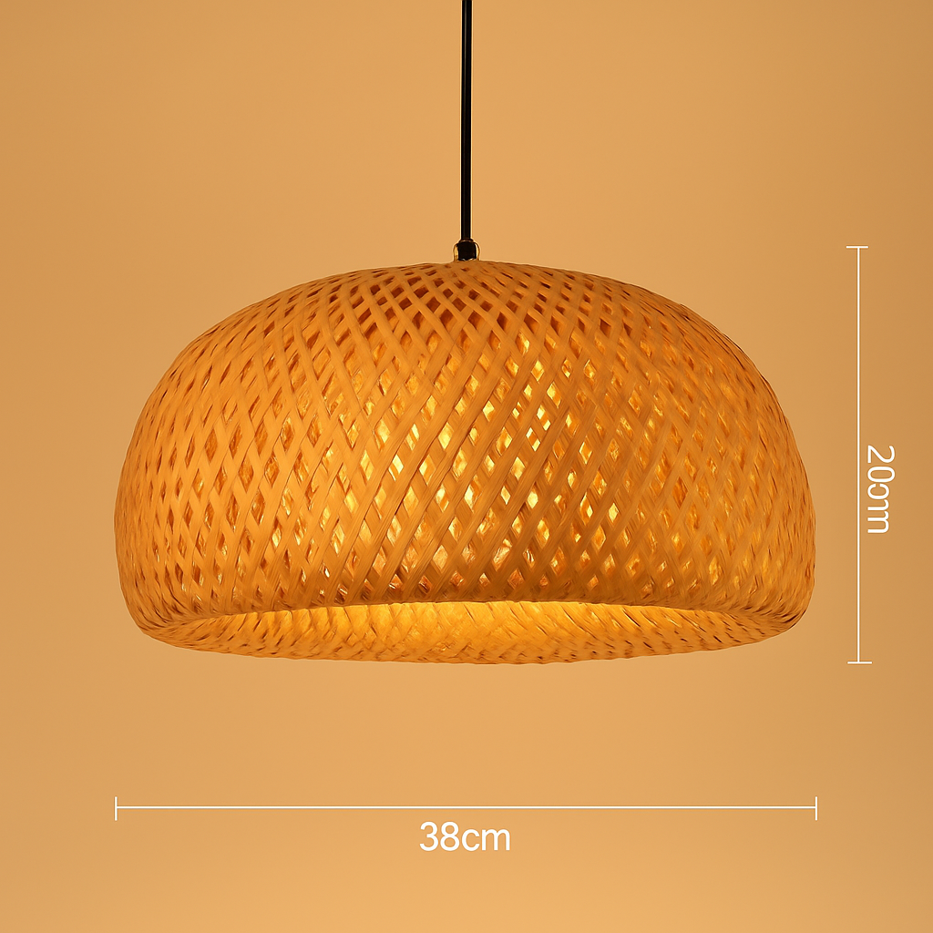 Suspension LED en rotin fait à la main rond chapeau de paille en bambou pastorale Vintage - vue 10 sur 17