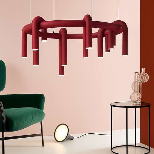 suspension led en tube en u design artistique réglable - vue 5 sur 13