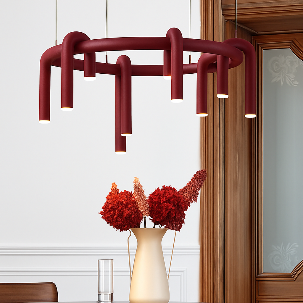 suspension led en tube en u design artistique réglable - vue 5 sur 13