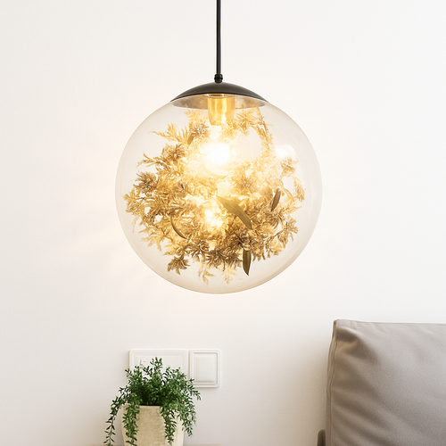 Suspension LED en verre avec fleurs dorée Kevin Reilly - vue 3 sur 4