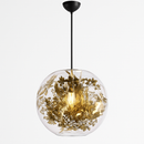 Suspension LED en verre avec fleurs dorée Kevin Reilly