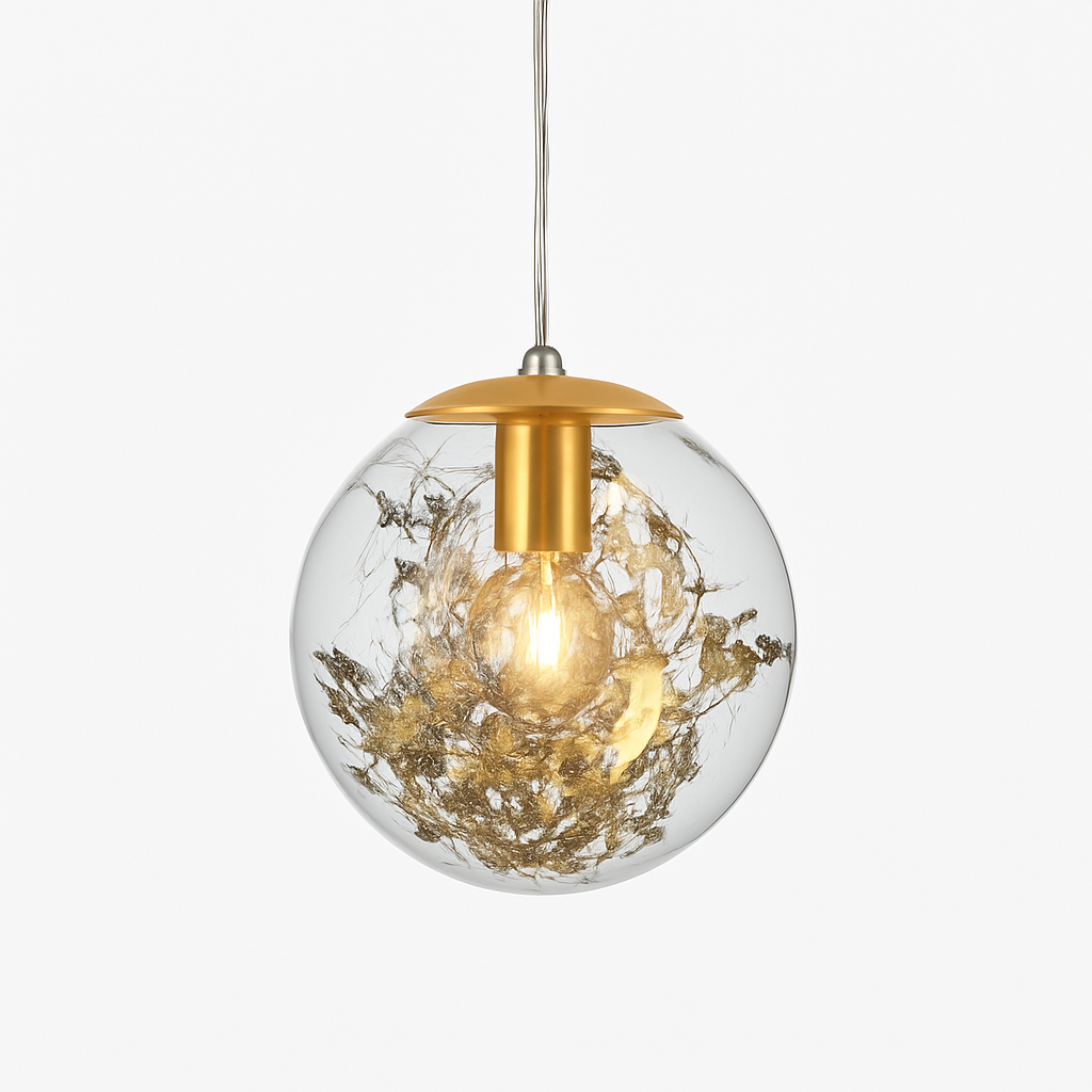 Suspension LED en verre avec fleurs dorée Kevin Reilly - vue 4 sur 4
