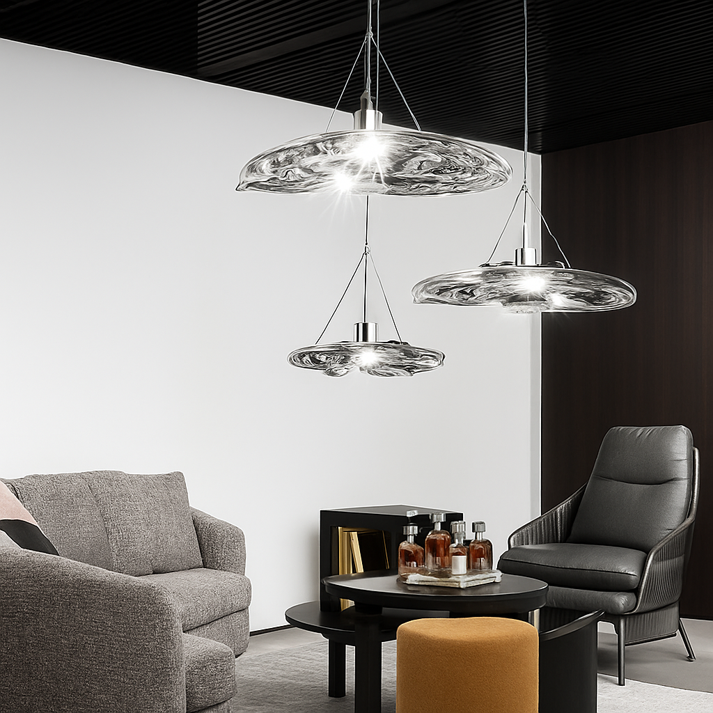 Suspension led en verre design nordic manta - vue 5 sur 20