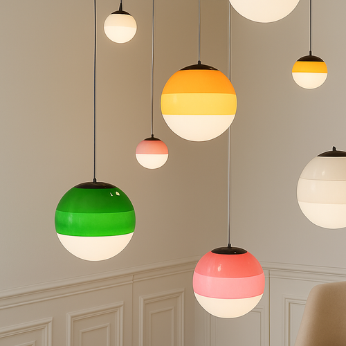 suspension LED en verre design nordique pour hôtel ou chambre - vue 2 sur 12