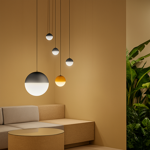 suspension LED en verre design nordique pour hôtel ou chambre - vue 5 sur 12