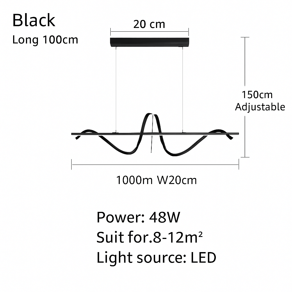 suspension led incurvée design nordique pour cuisine barre minimaliste