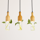 suspension led industrielle en bois et verre pour plantes