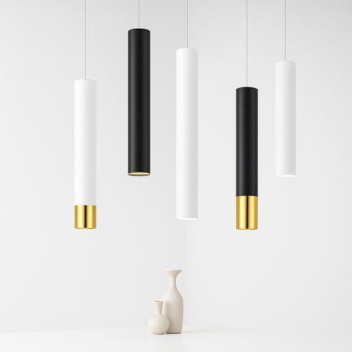 suspension led lampe long tube lustre aluminium suspendu foco - vue 2 sur 16